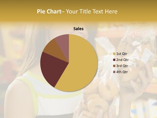 A Woman Holding A Bag Of Doughnuts In A Store PowerPoint Template