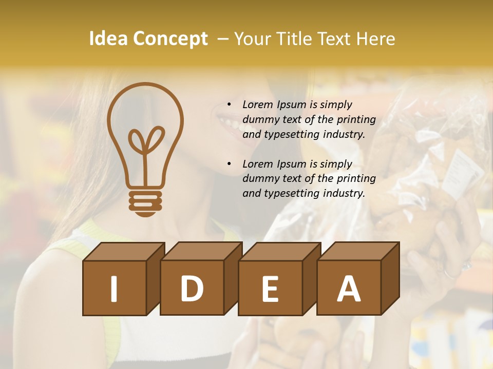 A Woman Holding A Bag Of Doughnuts In A Store PowerPoint Template