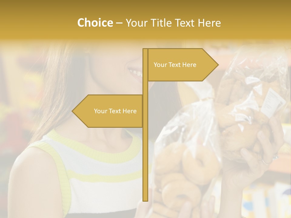 A Woman Holding A Bag Of Doughnuts In A Store PowerPoint Template