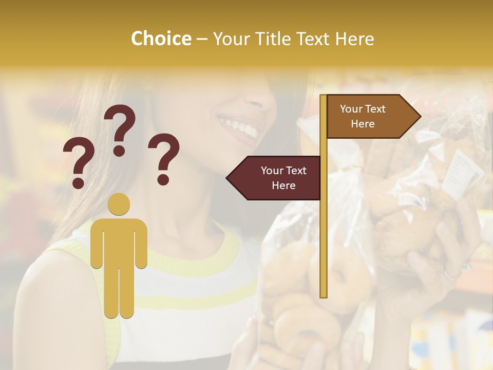 A Woman Holding A Bag Of Doughnuts In A Store PowerPoint Template