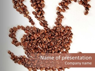 A Pile Of Coffee Beans On A White Surface PowerPoint Template