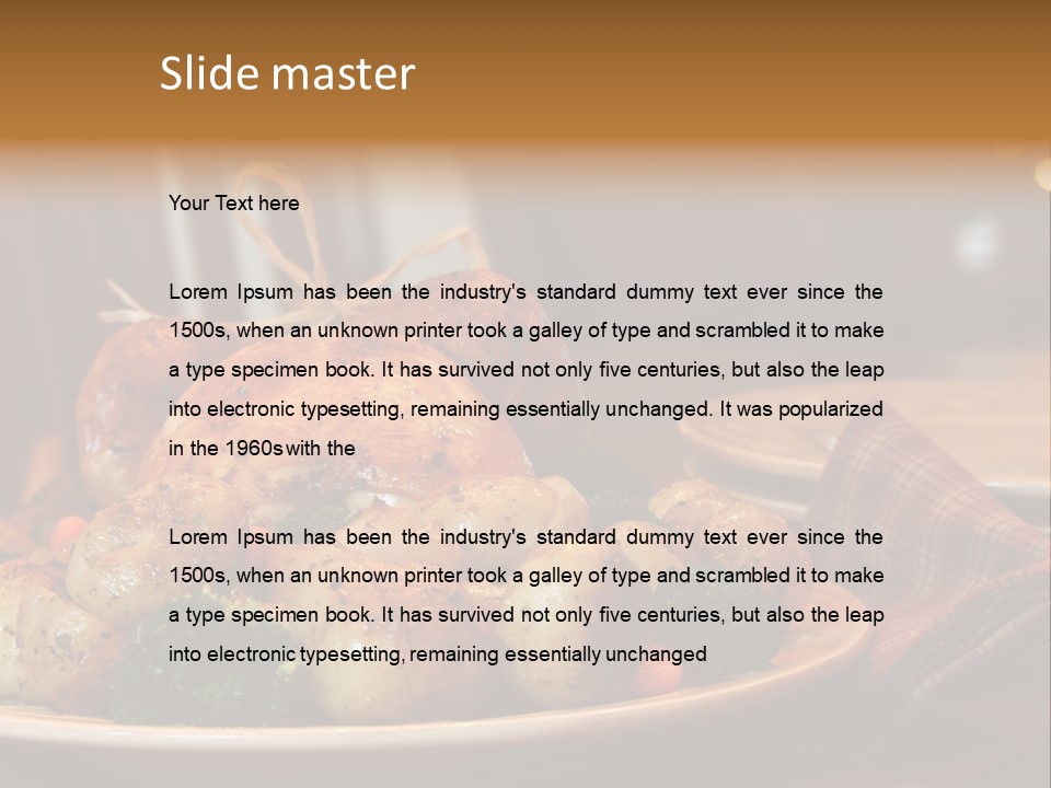 A Plate Of Food With A Turkey On It PowerPoint Template