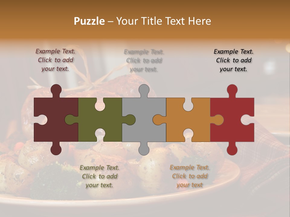 A Plate Of Food With A Turkey On It PowerPoint Template