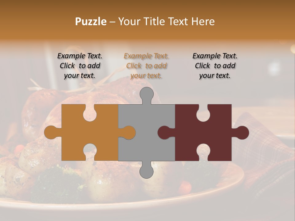 A Plate Of Food With A Turkey On It PowerPoint Template