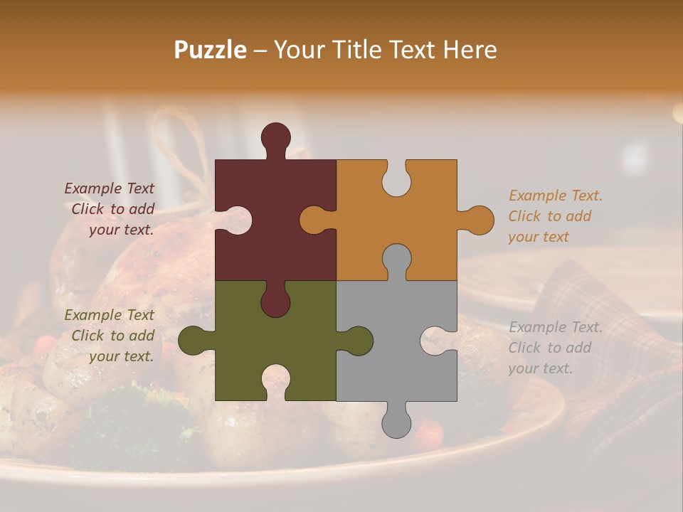 A Plate Of Food With A Turkey On It PowerPoint Template