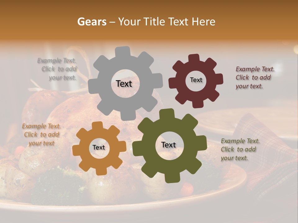A Plate Of Food With A Turkey On It PowerPoint Template