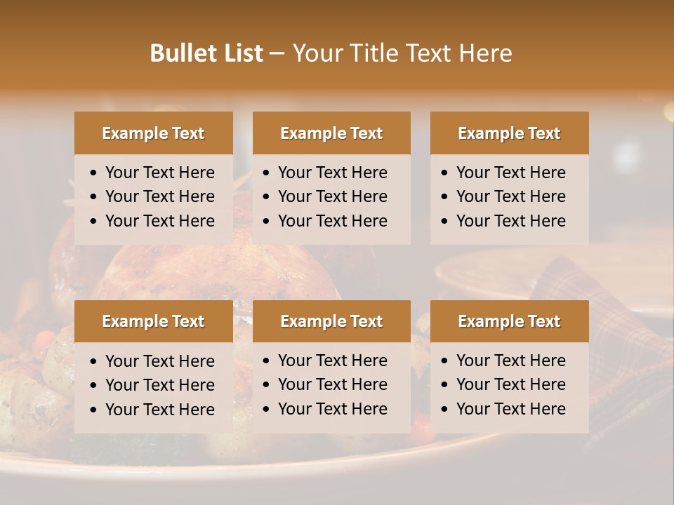 A Plate Of Food With A Turkey On It PowerPoint Template