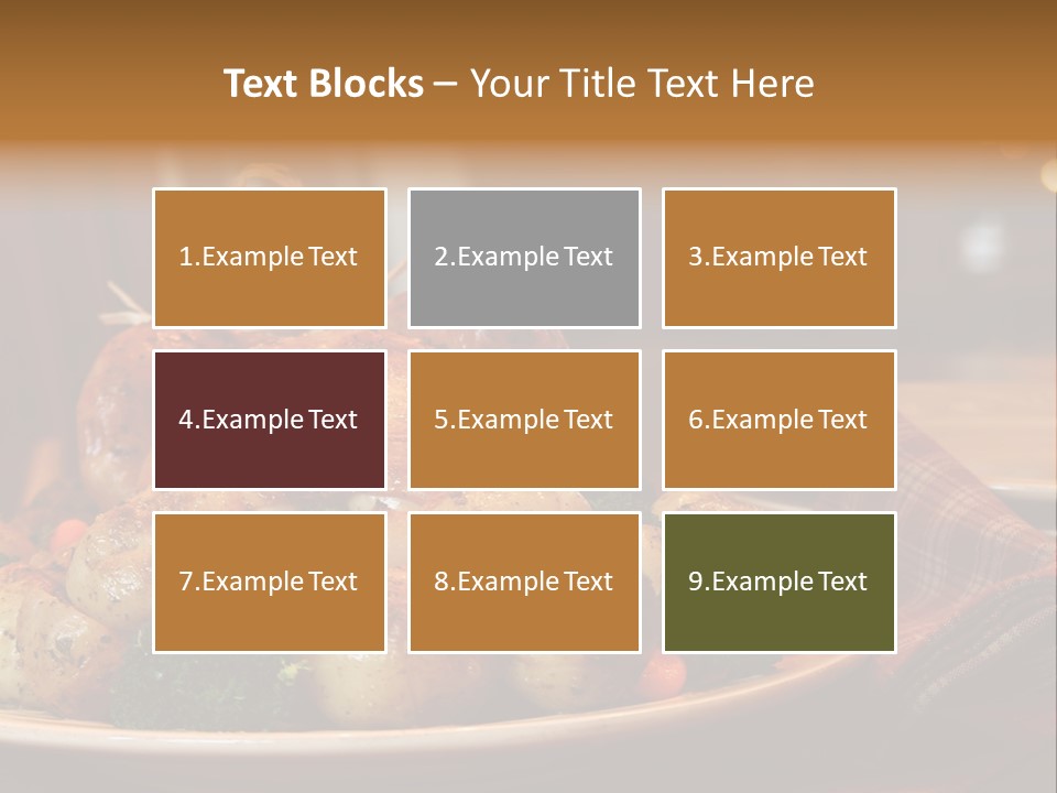 A Plate Of Food With A Turkey On It PowerPoint Template