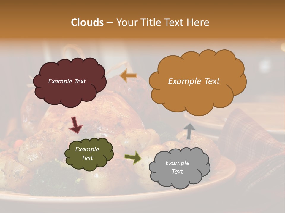 A Plate Of Food With A Turkey On It PowerPoint Template