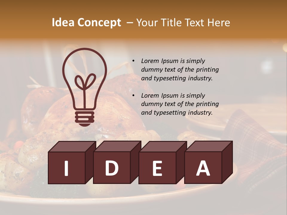 A Plate Of Food With A Turkey On It PowerPoint Template