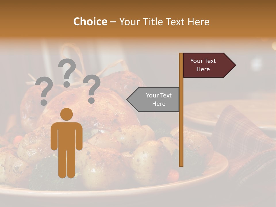 A Plate Of Food With A Turkey On It PowerPoint Template