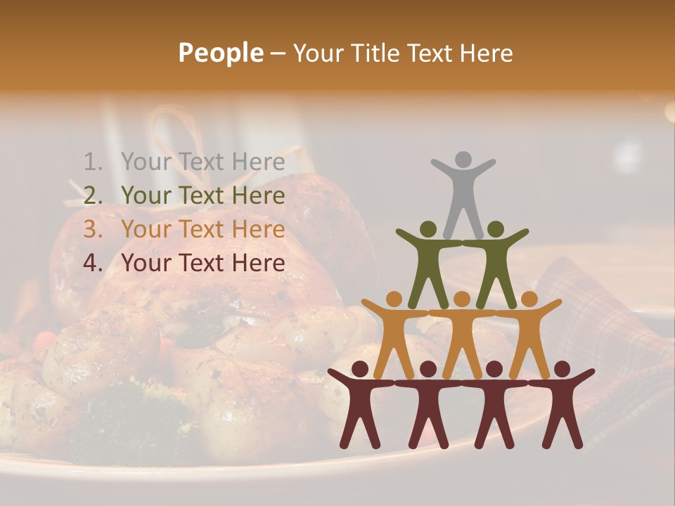 A Plate Of Food With A Turkey On It PowerPoint Template