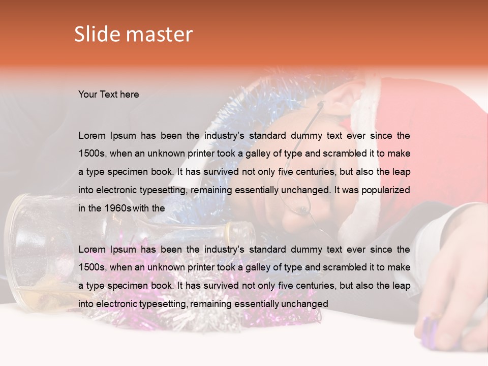 A Man In A Santa Hat Sleeping Next To A Bottle PowerPoint Template