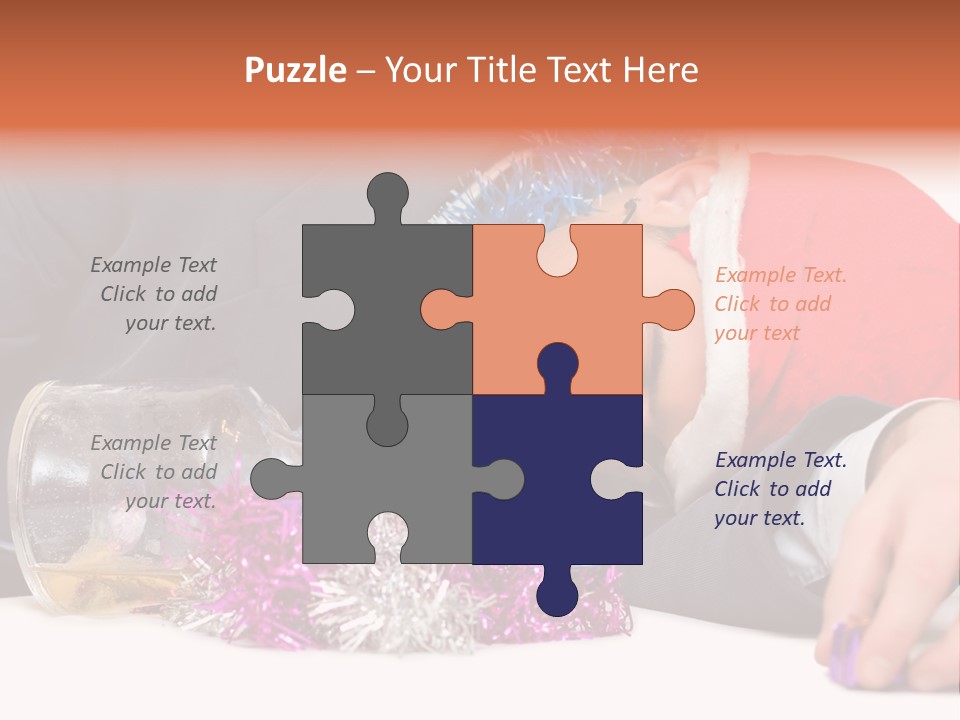 A Man In A Santa Hat Sleeping Next To A Bottle PowerPoint Template