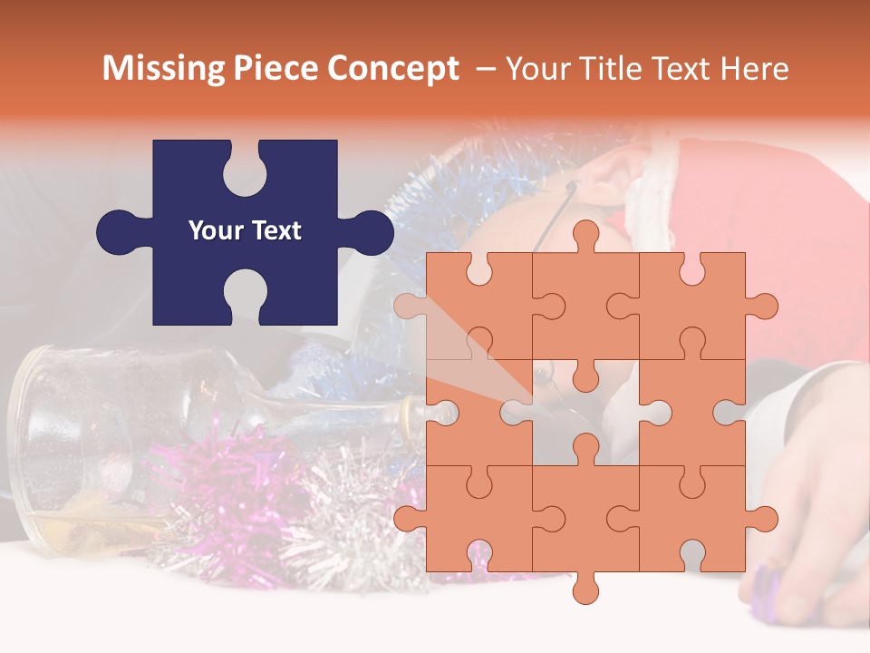 A Man In A Santa Hat Sleeping Next To A Bottle PowerPoint Template