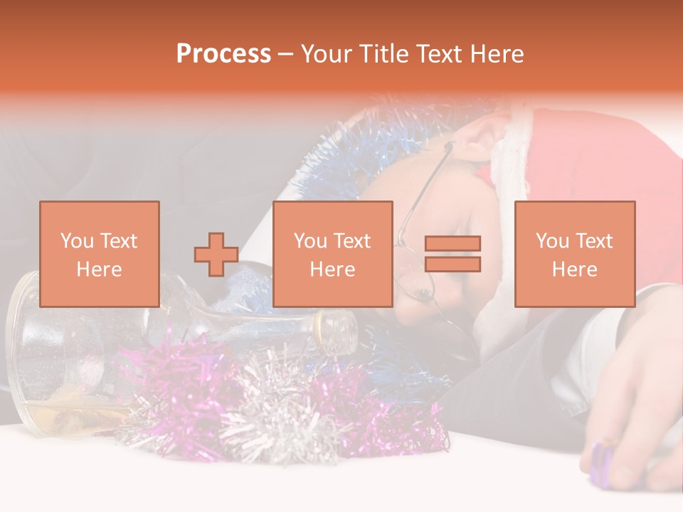 A Man In A Santa Hat Sleeping Next To A Bottle PowerPoint Template