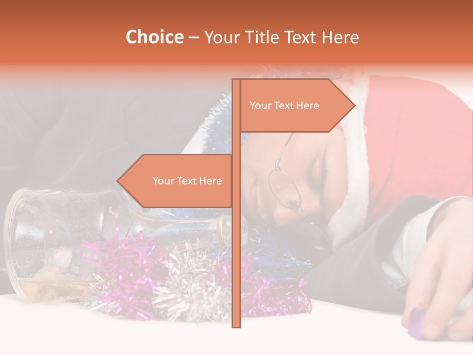 A Man In A Santa Hat Sleeping Next To A Bottle PowerPoint Template