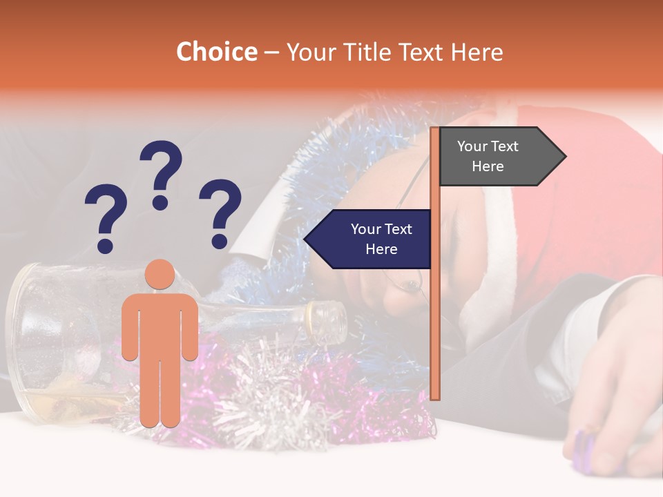 A Man In A Santa Hat Sleeping Next To A Bottle PowerPoint Template