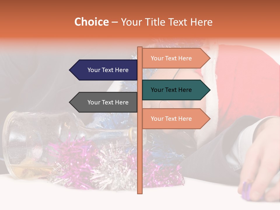 A Man In A Santa Hat Sleeping Next To A Bottle PowerPoint Template