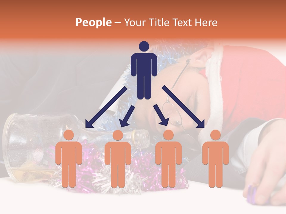 A Man In A Santa Hat Sleeping Next To A Bottle PowerPoint Template