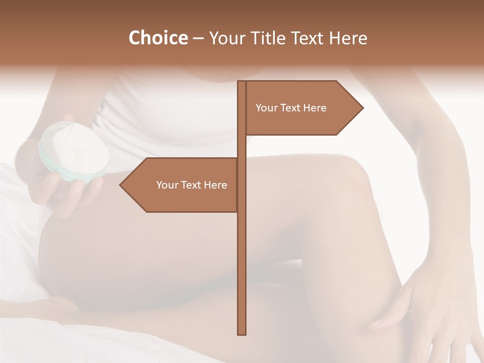 A Woman Sitting On A Bed Holding A Jar Of Cream PowerPoint Template