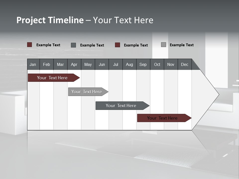 A Black And White Living Room With A Couch And Coffee Table PowerPoint Template