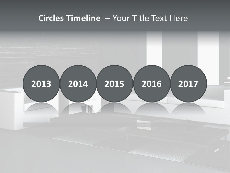 A Black And White Living Room With A Couch And Coffee Table PowerPoint Template