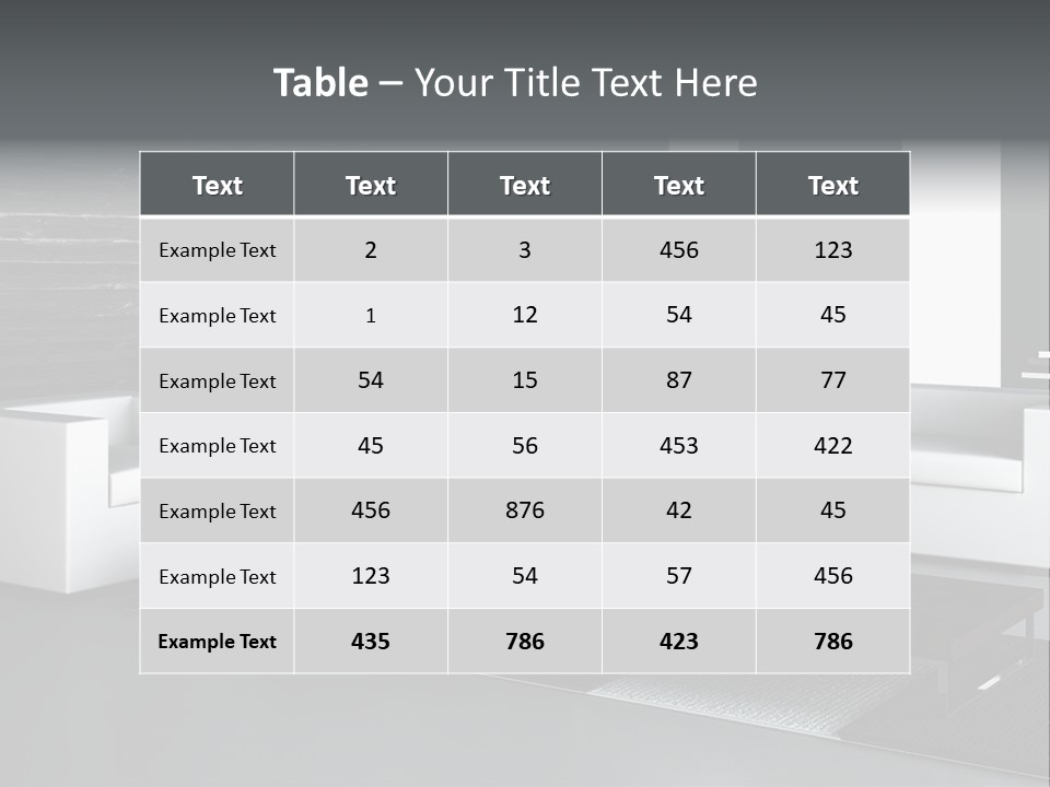 A Black And White Living Room With A Couch And Coffee Table PowerPoint Template