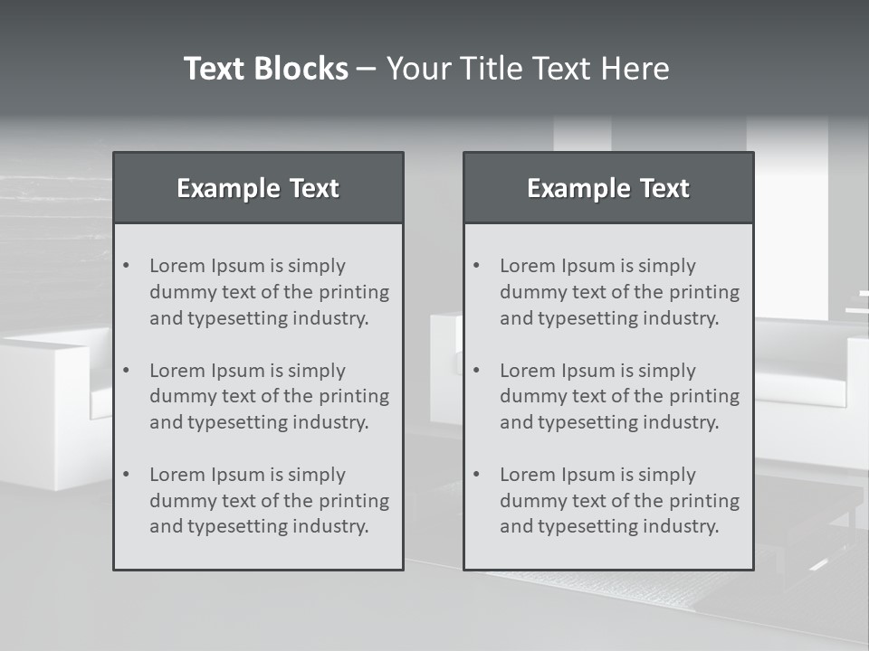 A Black And White Living Room With A Couch And Coffee Table PowerPoint Template