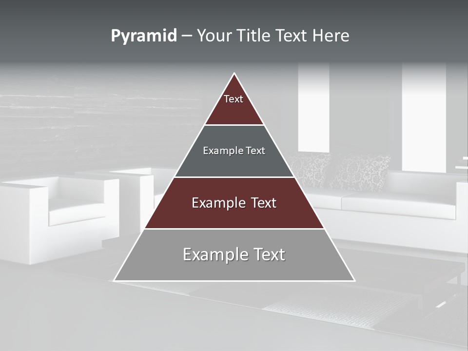 A Black And White Living Room With A Couch And Coffee Table PowerPoint Template
