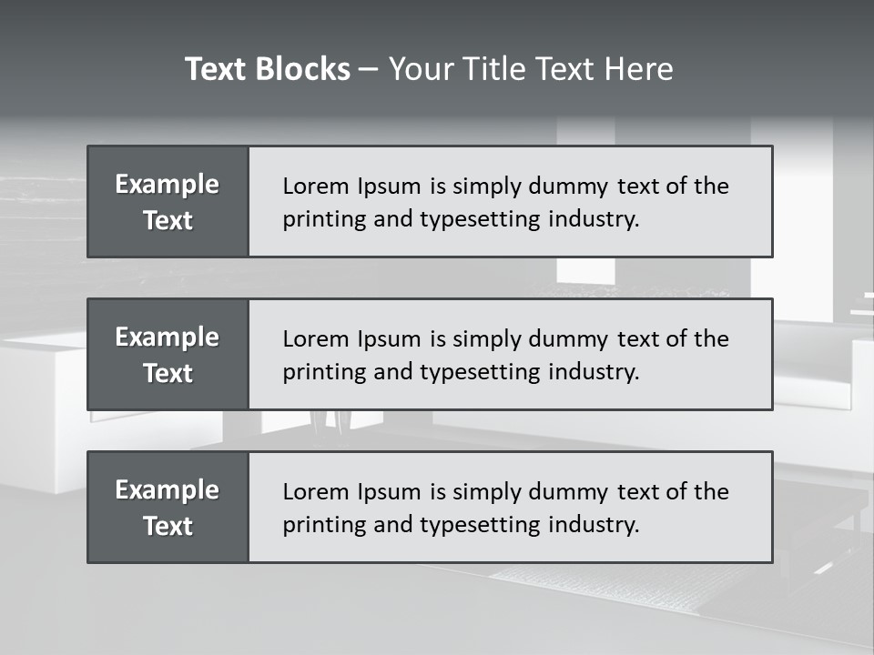A Black And White Living Room With A Couch And Coffee Table PowerPoint Template