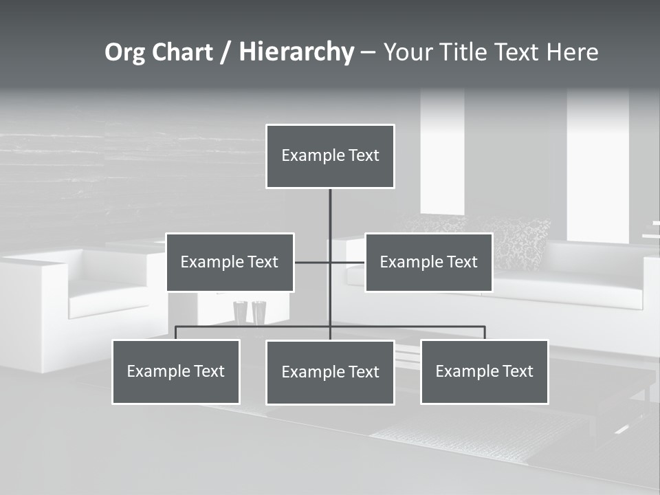 A Black And White Living Room With A Couch And Coffee Table PowerPoint Template