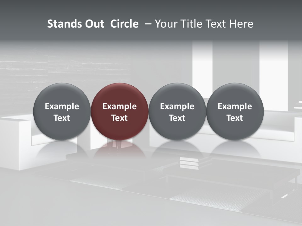 A Black And White Living Room With A Couch And Coffee Table PowerPoint Template