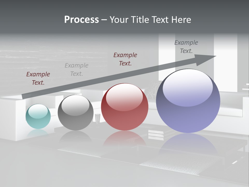 A Black And White Living Room With A Couch And Coffee Table PowerPoint Template