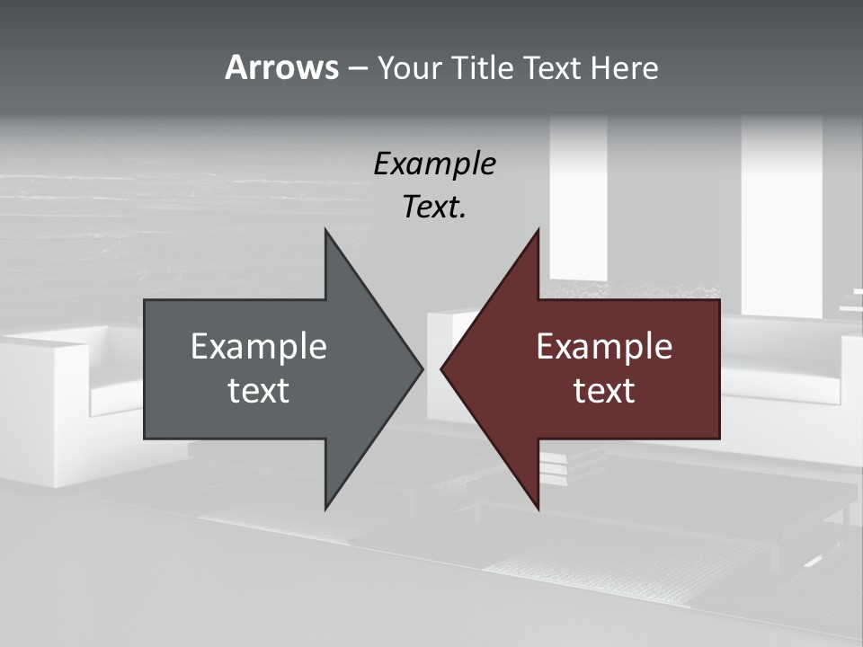 A Black And White Living Room With A Couch And Coffee Table PowerPoint Template