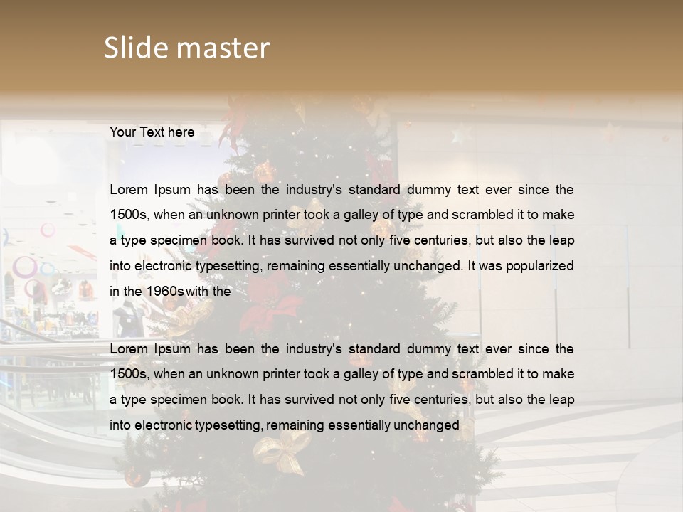 A Decorated Christmas Tree In A Shopping Mall PowerPoint Template