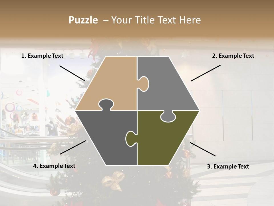 A Decorated Christmas Tree In A Shopping Mall PowerPoint Template