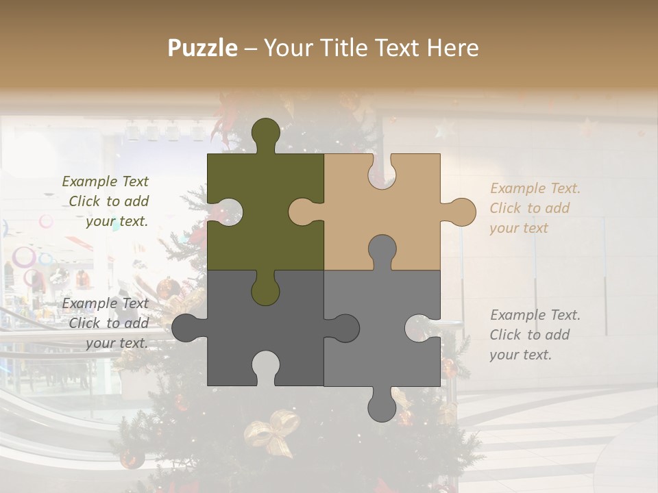 A Decorated Christmas Tree In A Shopping Mall PowerPoint Template