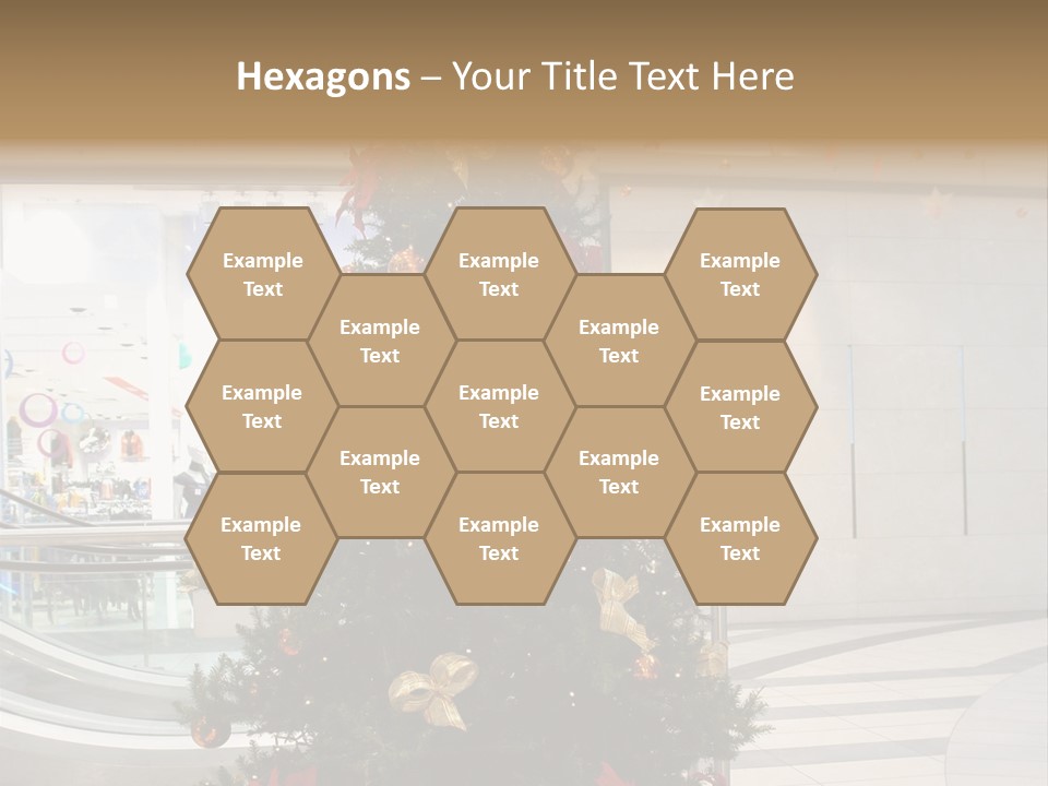 A Decorated Christmas Tree In A Shopping Mall PowerPoint Template