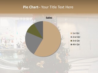 A Decorated Christmas Tree In A Shopping Mall PowerPoint Template