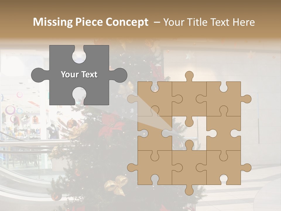 A Decorated Christmas Tree In A Shopping Mall PowerPoint Template