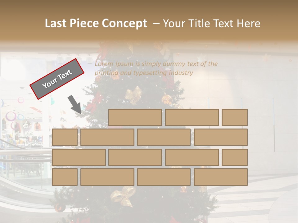 A Decorated Christmas Tree In A Shopping Mall PowerPoint Template