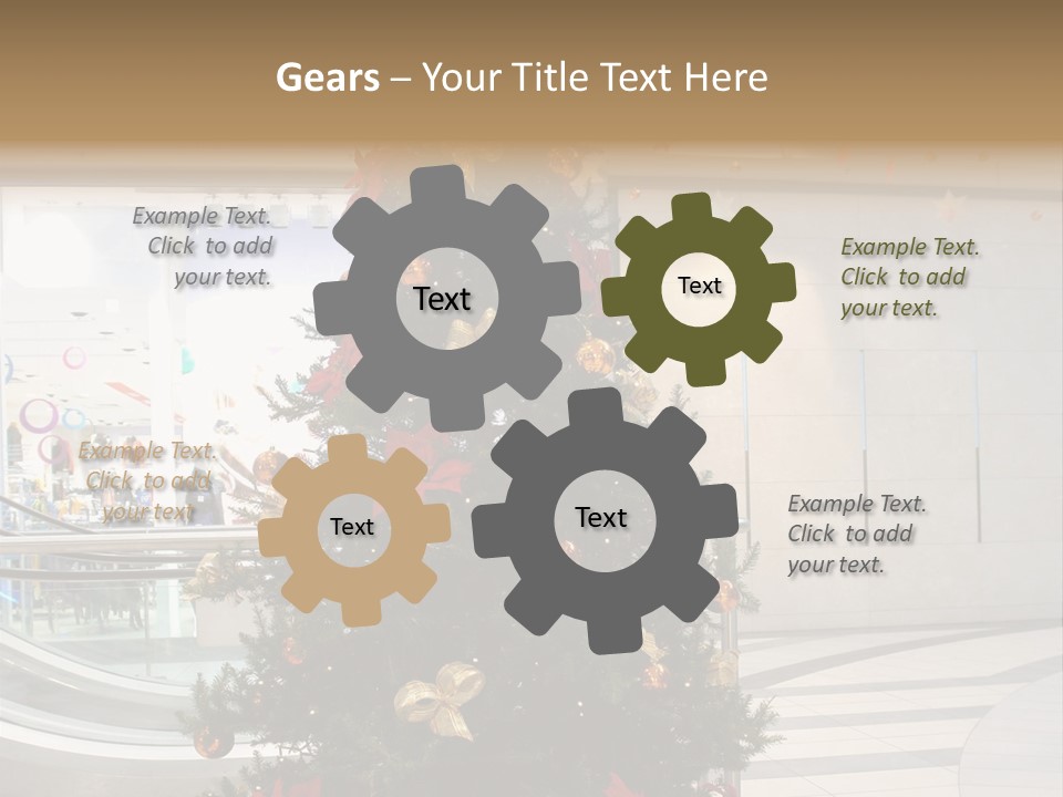 A Decorated Christmas Tree In A Shopping Mall PowerPoint Template