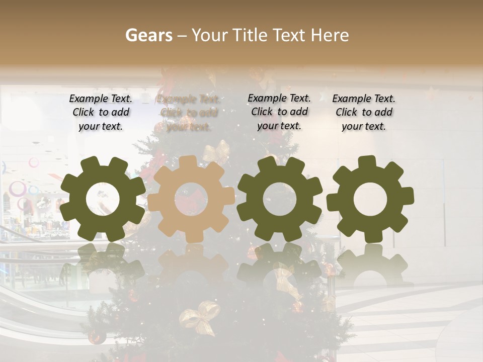 A Decorated Christmas Tree In A Shopping Mall PowerPoint Template