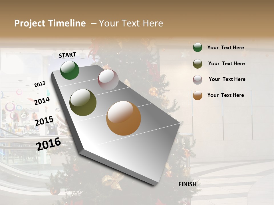 A Decorated Christmas Tree In A Shopping Mall PowerPoint Template