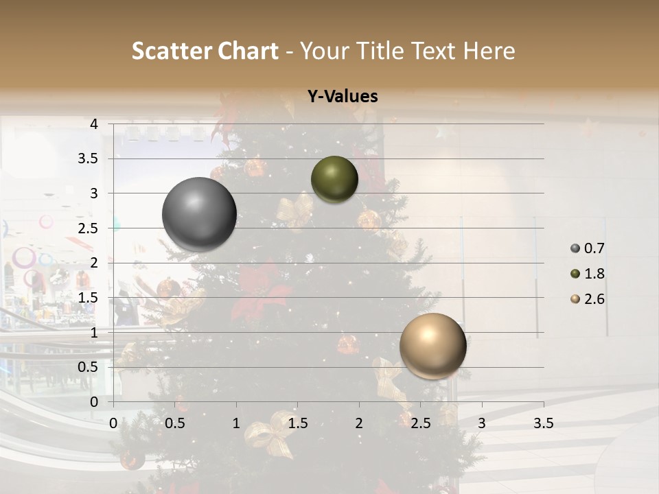 A Decorated Christmas Tree In A Shopping Mall PowerPoint Template