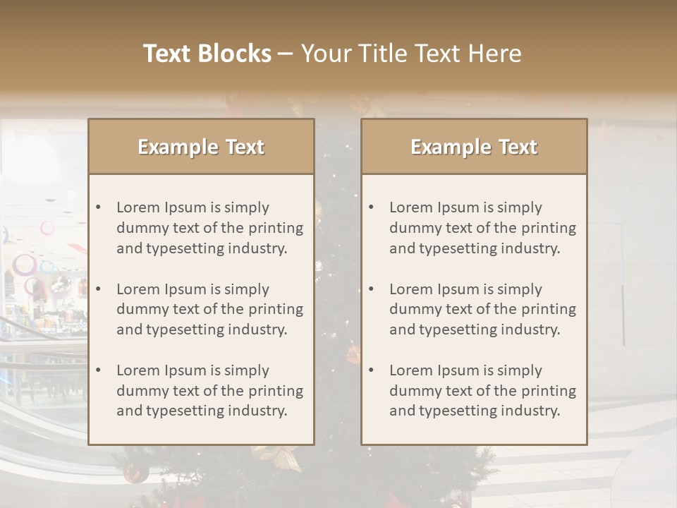 A Decorated Christmas Tree In A Shopping Mall PowerPoint Template