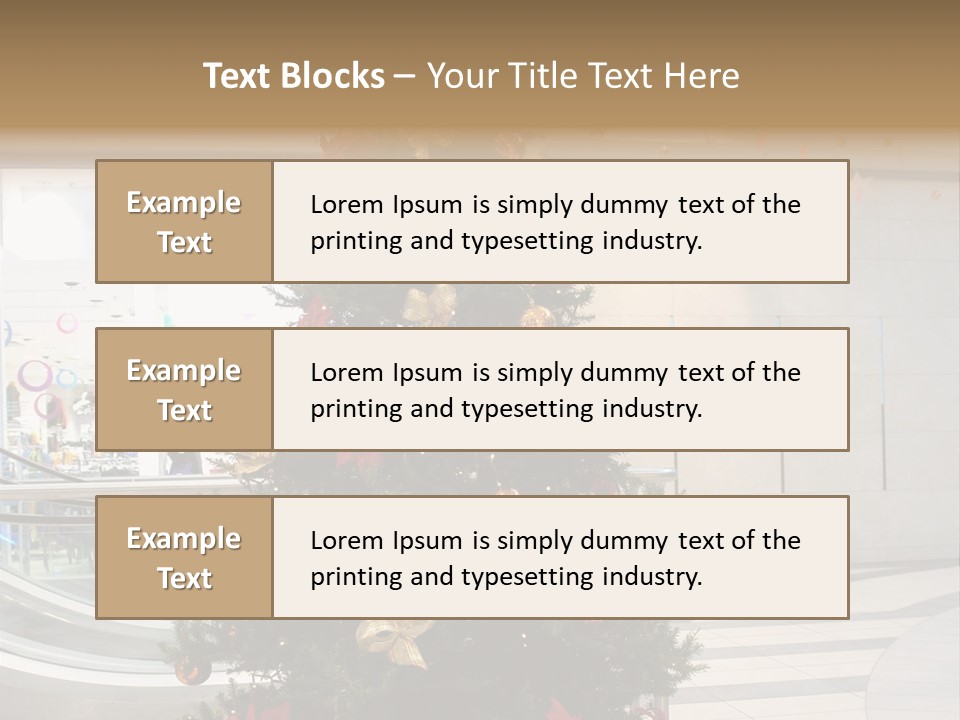 A Decorated Christmas Tree In A Shopping Mall PowerPoint Template