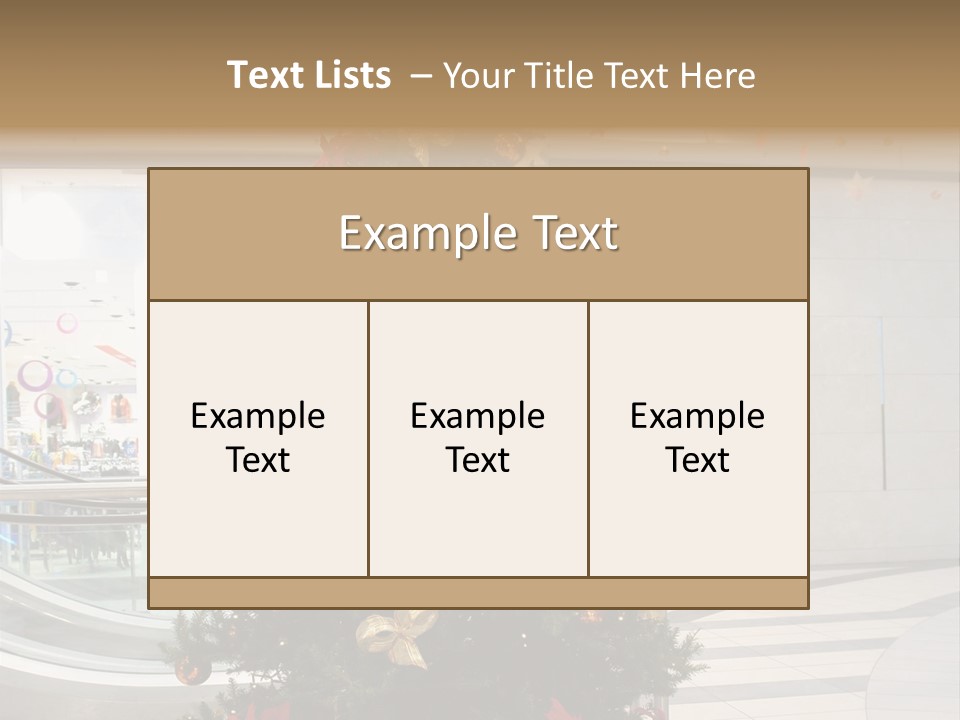 A Decorated Christmas Tree In A Shopping Mall PowerPoint Template