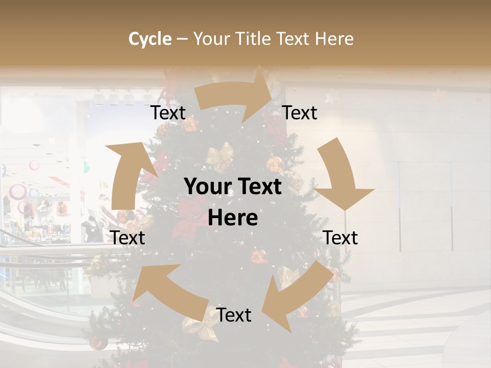 A Decorated Christmas Tree In A Shopping Mall PowerPoint Template